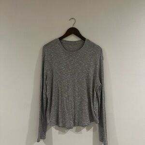American Eagle Outfitters Gray Ribbed Long-Sleeve Tee